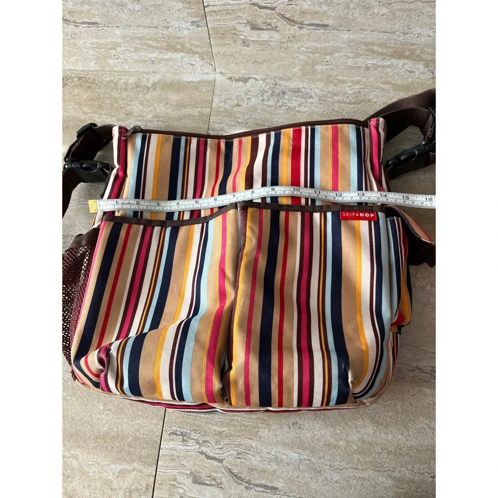 Skip Hop Duo Baby Diaper Bag Unisex Multi Color Striped Canvas Messenger Travel